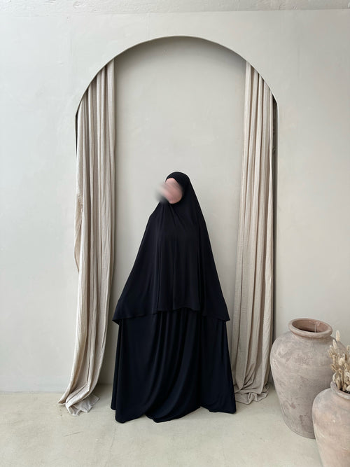 Black Khimar Skirt Set