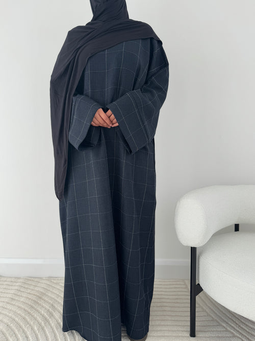 Navy Grid Abayah
