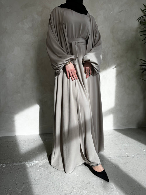 Taupe blossom open abayah