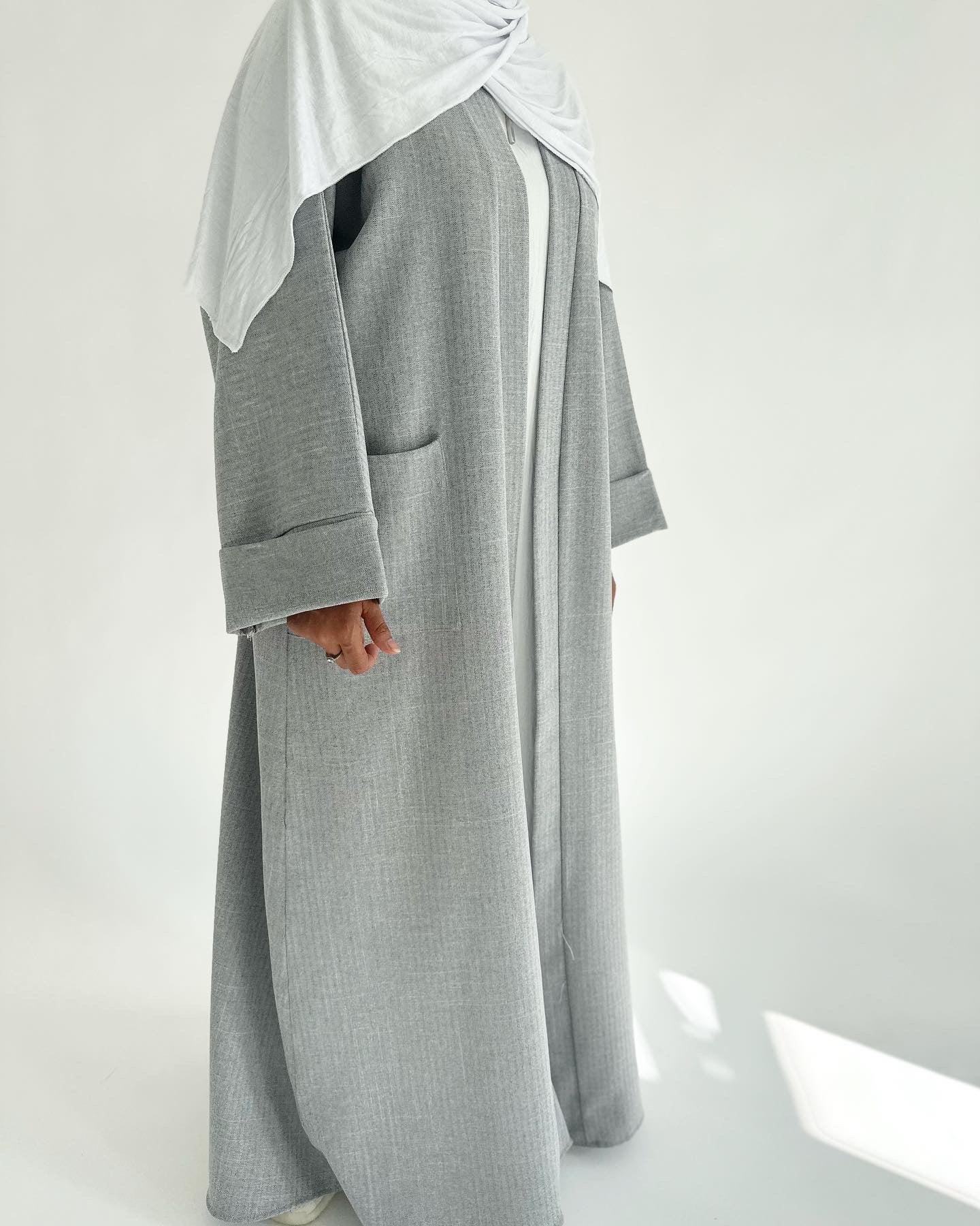 White Coco coat abayah – ABAYAH WAREHOUSE
