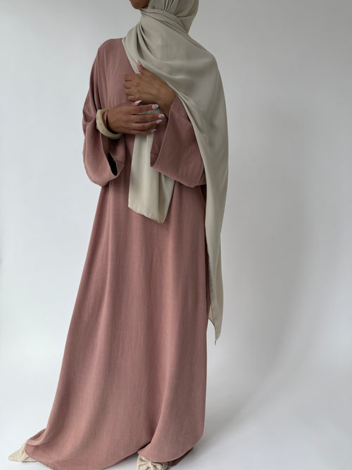 Dusty-pink Linen abayah