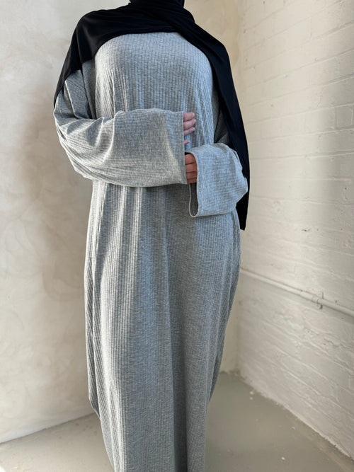 Grey Ribbed Dress