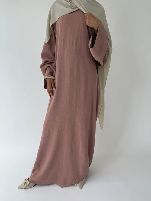 Dusty-pink Linen abayah