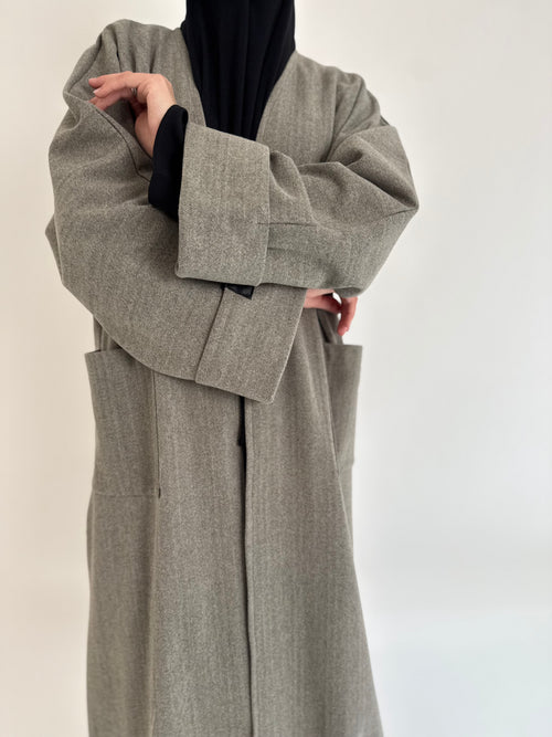 Slate Wool Open abayah