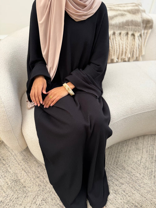 Dania Ribbed abayah: Black