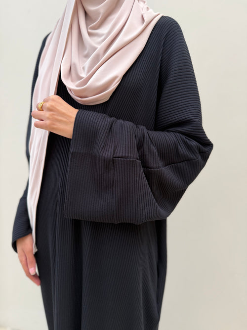 Dania Ribbed abayah: Black