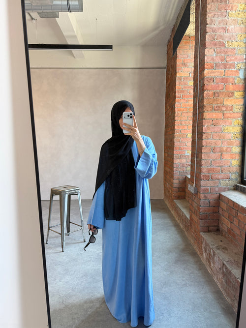 Blue Azure Linen abayah