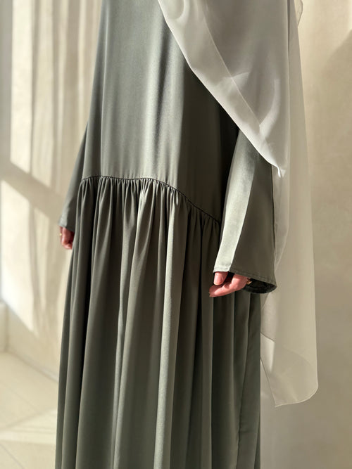 Dusty Blue ruched hem dress