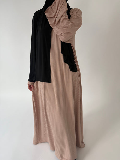 Beige Ribbed Dress