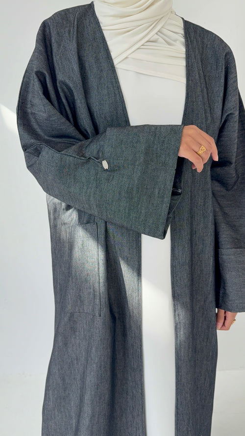 Denim Open Abayah
