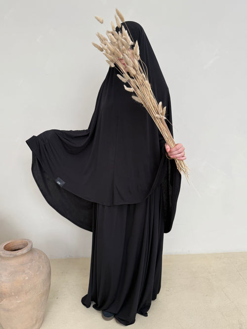 Black Khimar Skirt Set