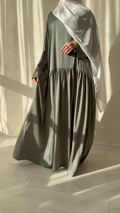 Dusty Blue ruched hem dress