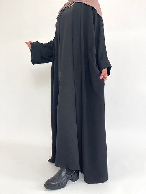 Black linen open abayah