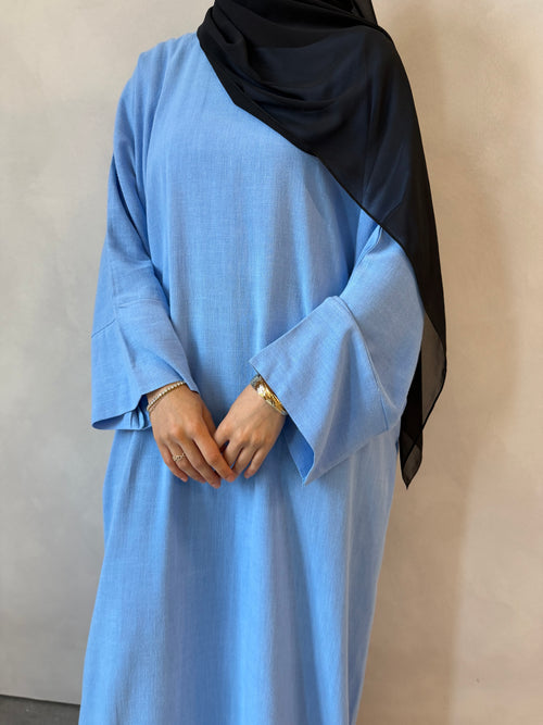 Blue Azure Linen abayah