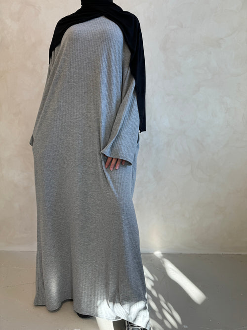 Grey Ribbed Dress