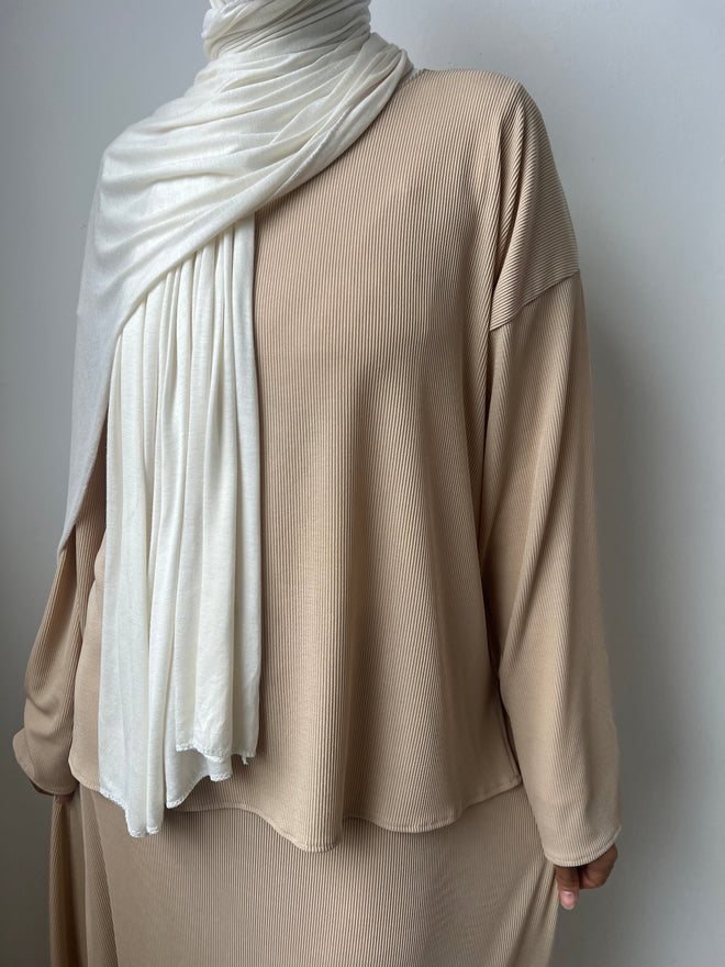 Nude Ribbed co-ord skirt set