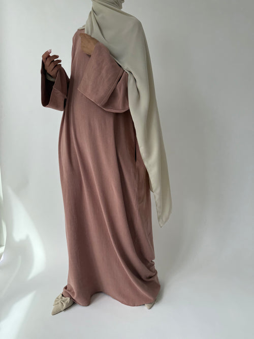 Dusty-pink Linen abayah