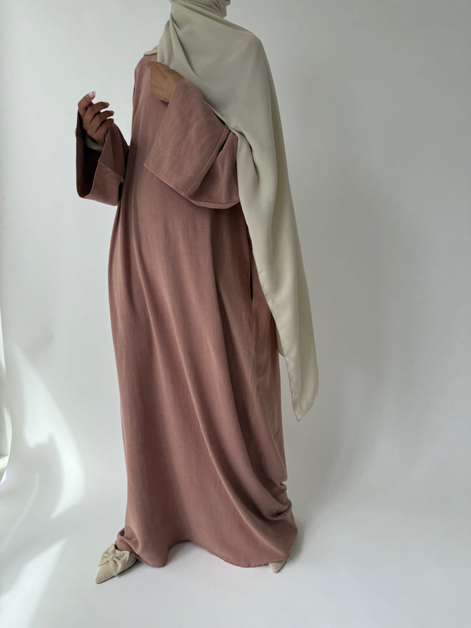 Dusty-pink Linen abayah