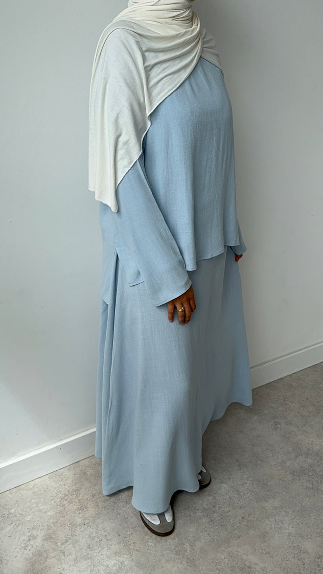 Sea blue Linen skirt set