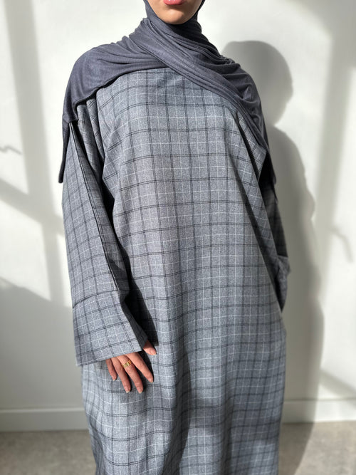 Grey Checkered abayah