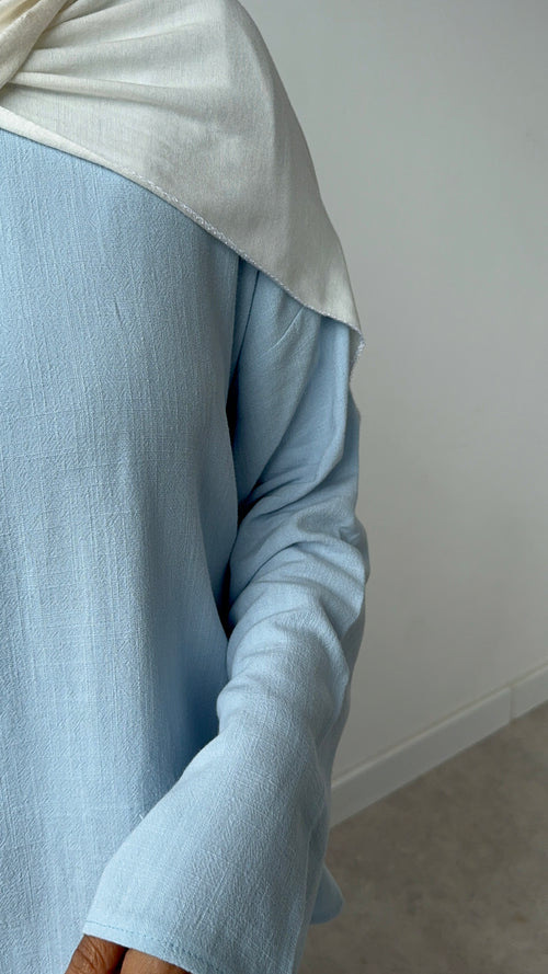 Sea blue Linen skirt set