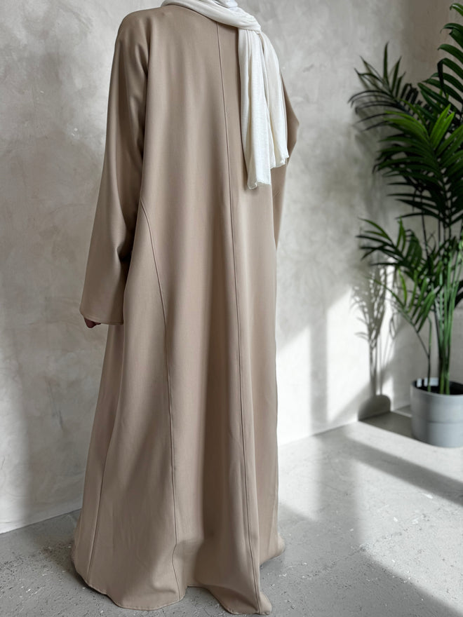 Cream stitch abayah