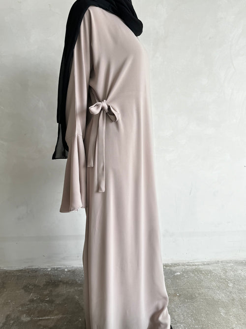Mauve bell-sleeve dress