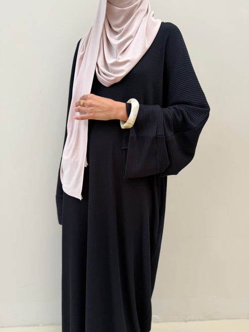 Dania Ribbed abayah: Black