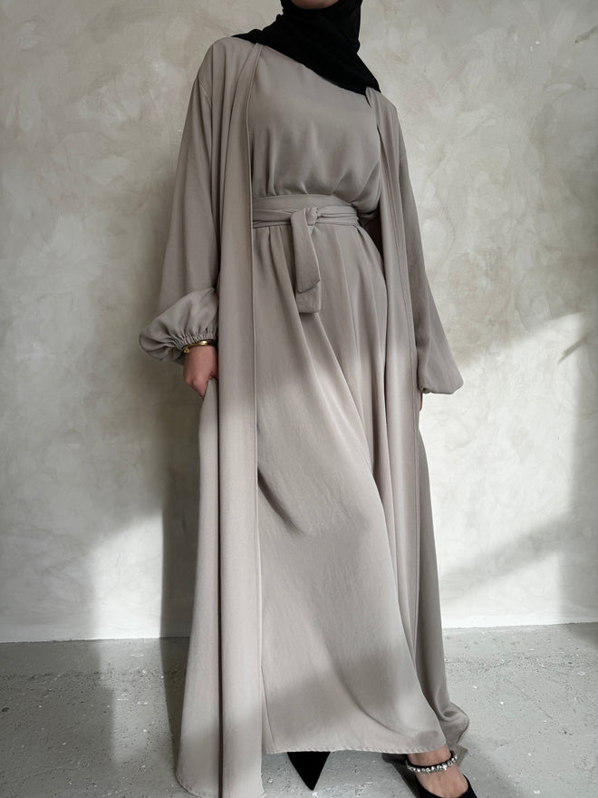 Taupe blossom open abayah