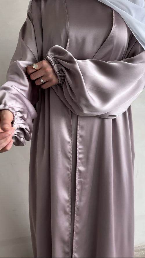 Lavander Satin balloon-sleeve Set