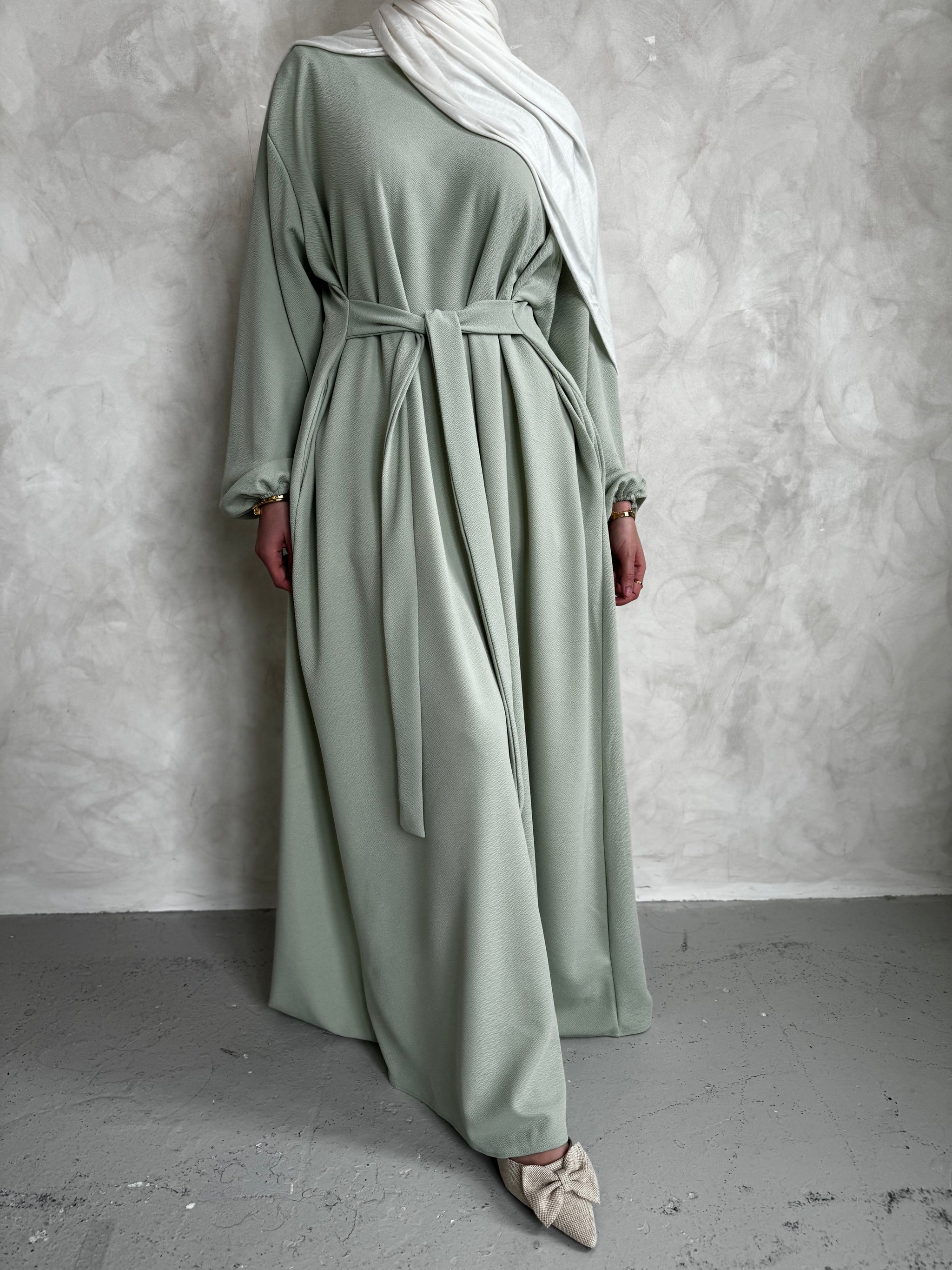 Denim-wrap coat abayah