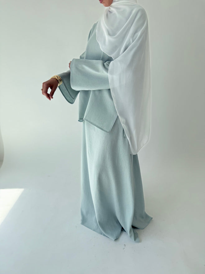 Light Blue linen co-ord skirt set