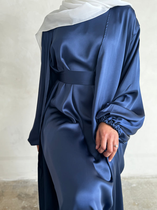 Midnight Satin balloon-sleeve Set