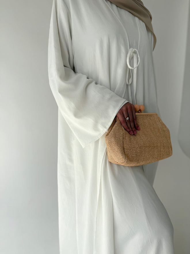 White Bow abayah Set