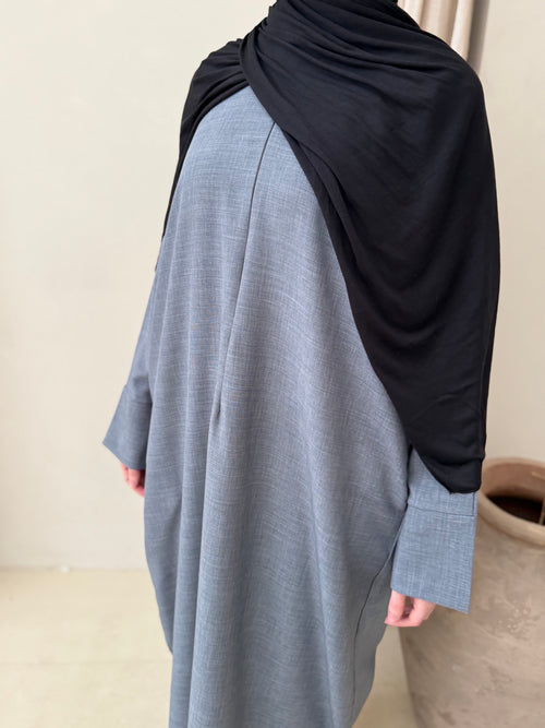 Ramadan Charcoal-Blue ZIP abayah