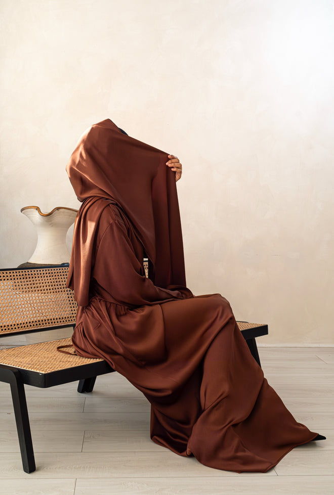 Sahara Satin dress Set: Chocolate