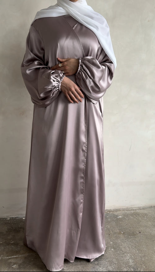 Lavander Satin balloon-sleeve Set