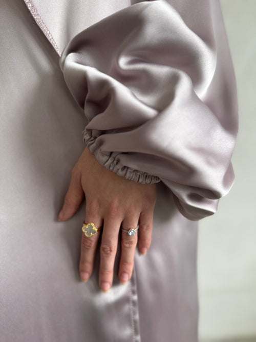 Lavander Satin balloon-sleeve Set