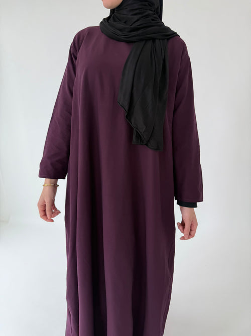 Dark purple narrow sleeve abayah