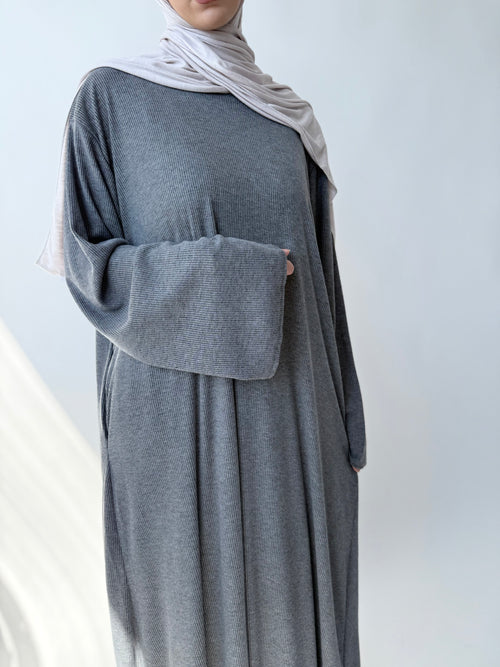 Space Grey Ribbed Dress