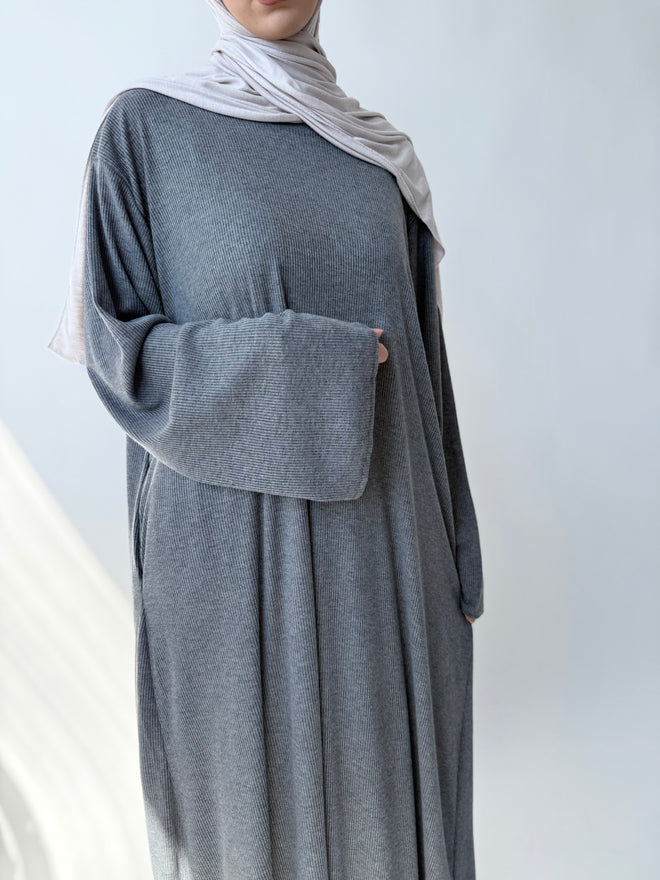 Space Grey Ribbed Dress