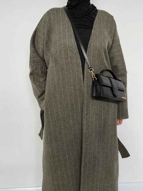 Green Stripe Wool Coat abayah