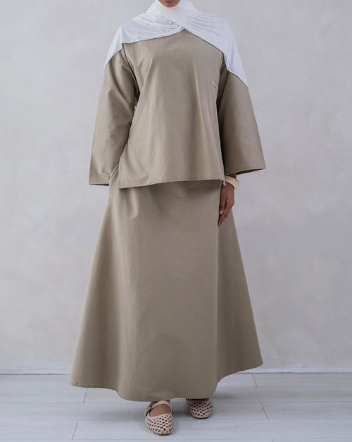 Khaki pocket skirt set