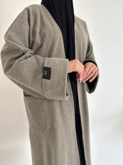Slate Wool Open abayah