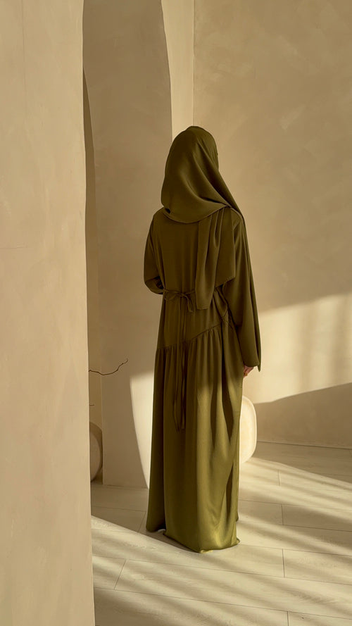 Sahara Satin dress Set: Olive