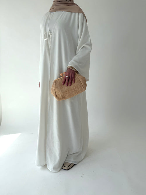 White Bow abayah Set