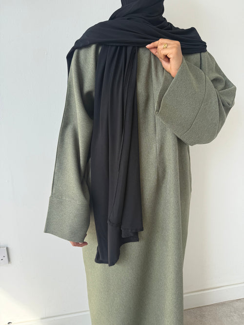 Khaki leaf ZIP abayah