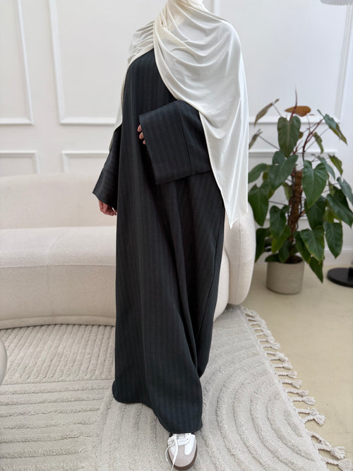 Dark green pinstripe abayah