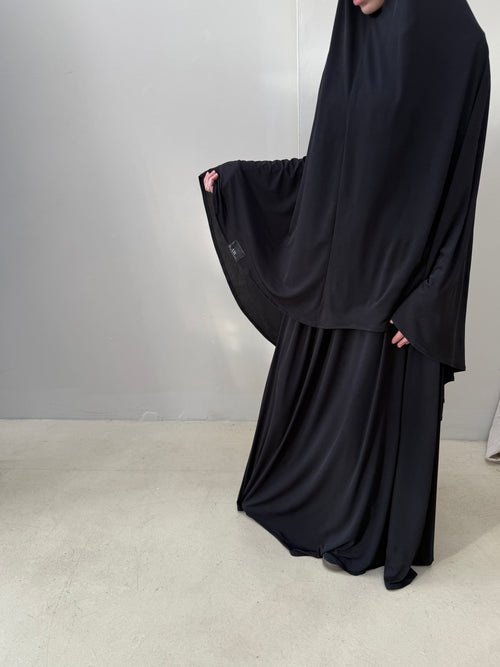 Black Khimar Skirt Set
