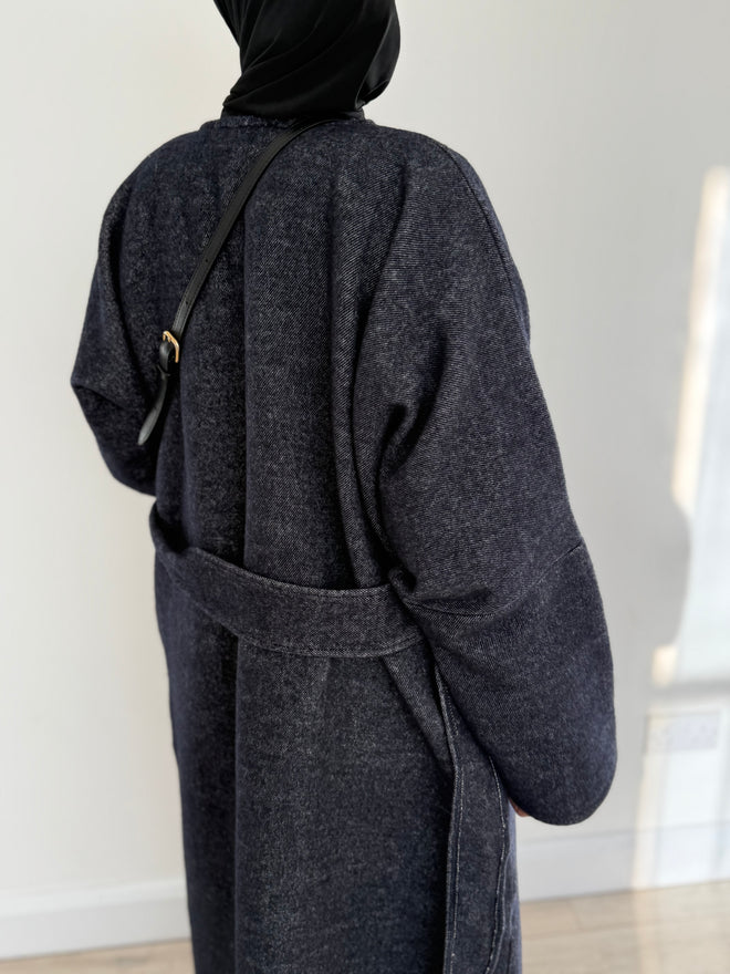 Denim-look Wool Coat abayah
